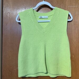 Zara Bright Lime Green Knit Vest